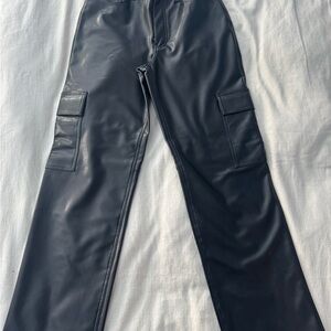 Abercrombie & Fitch Black Vegan Leather Cargo Pants